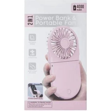 Power Bank + Portable Fan (Pink)