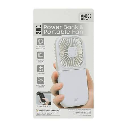 Power Bank + Portable Fan (White)